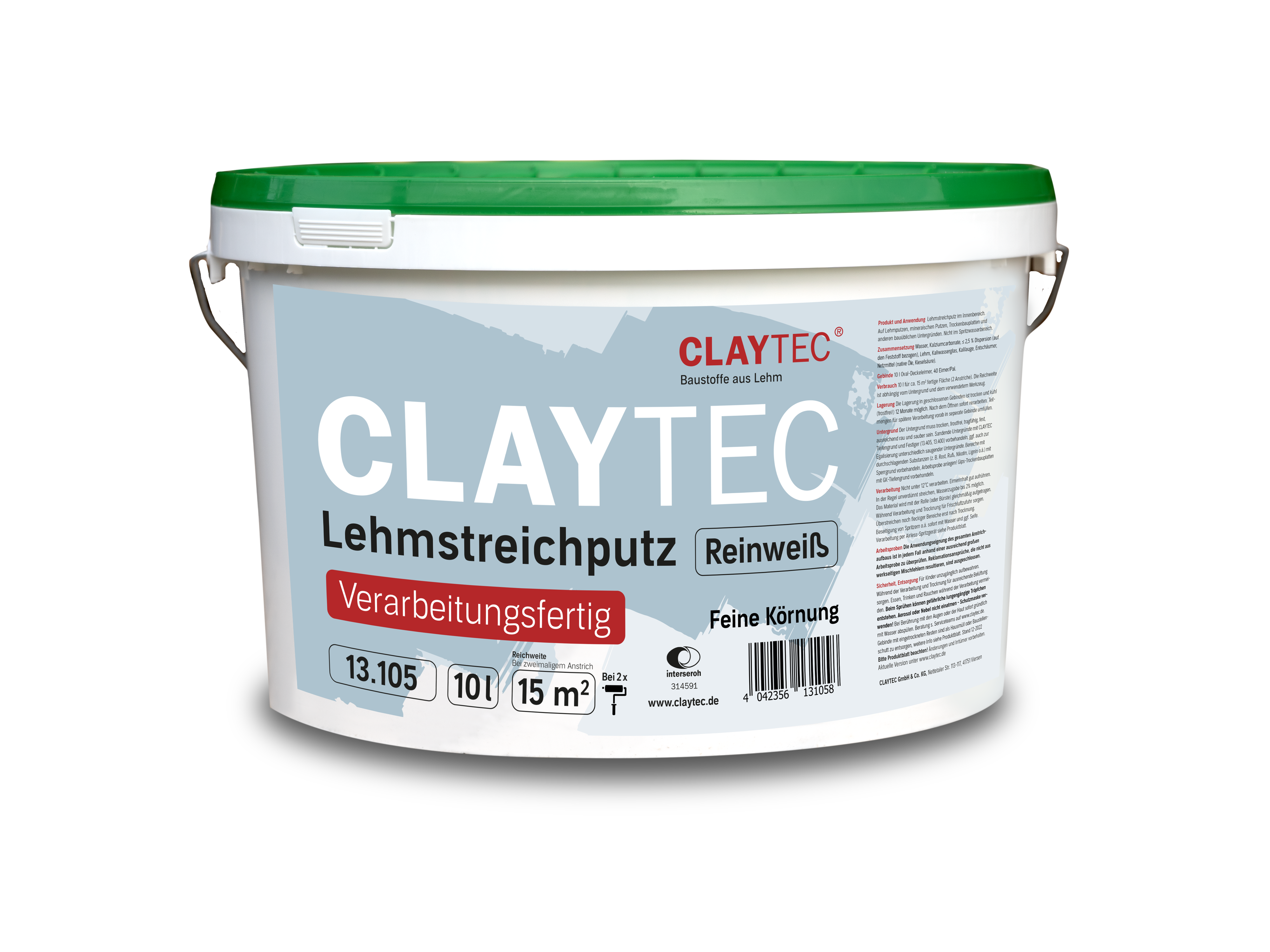 ClayTec Lehmstreichputz, verarbeitungsfertig